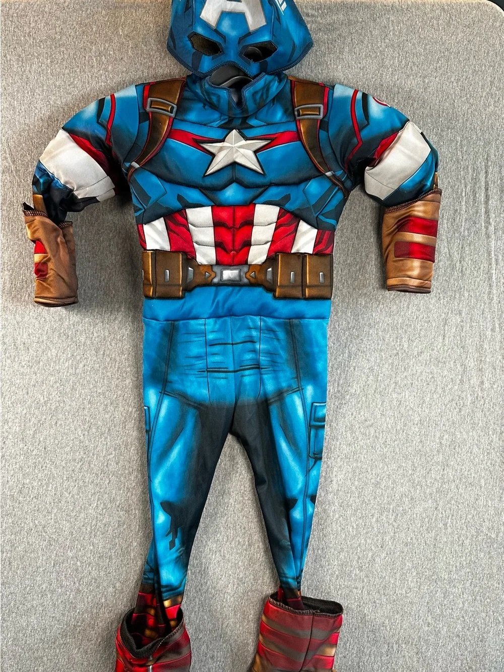 Marvel Captain America Deluxe Costume – Kids Size 3–5 Years